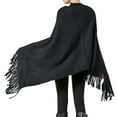 thumbnail image 1 of Hauaitttt Women Poncho Sweater V Neck Solid Knit Pullover Cape Lightweight Shawl Elegant Wrap with Fringes for Women Womens Dress Jackets for Evening Wear Girls Shawl Wool Scarf Shawl with Hood, 1 of 7