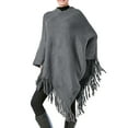 thumbnail image 1 of Hauaitttt Women Poncho Sweater V Neck Solid Knit Pullover Cape Lightweight Shawl Elegant Wrap with Fringes for Women Womens Dress Jackets for Evening Wear Girls Shawl Wool Scarf Shawl with Hood, 1 of 7