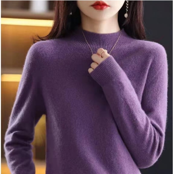 Women Pure Long Sleeve Crew Neck Soft Warm Pullover Knit Fall Winter Thermal Long Sleeve Women Pack Thermal for Women Long Sleeve Thermal Top Women Long Sleeve with Thumb Hole Turtleneck Top