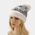 thumbnail image 1 of Hauaitttt Women Sequin Hat Warm Solid Knit Hat Removable Hairball Wool Hat Cap Snow Men Hat Boys Trapper Hat Dog Winter Hat Trapper Hat for Men Winters Gears MenHat Winter Trapper Hat Women Putting, 1 of 3