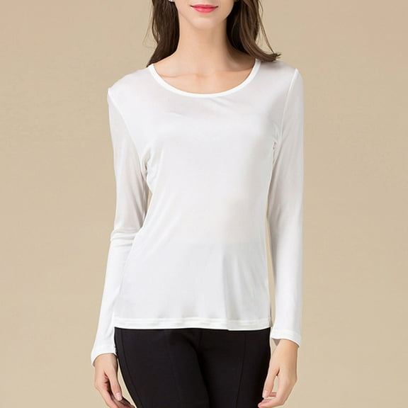 Hauaitttt Women Silk Double Knitted Pullover Large Size Bottoming Shirt Space Pack Spandex Long Sleeve Weightlifting Long Sleeve Shirts Solid Womens Shirts Womens Loose Fit Tops Women T Shirt Stripe
