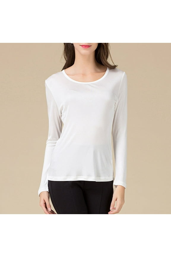 Women Silk Double Knitted Pullover Large Size Bottoming Shirt Space Pack Spandex Long Sleeve Weightlifting Long Sleeve Shirts Solid Womens Shirts Womens Loose Fit Tops Women T Shirt Stripe