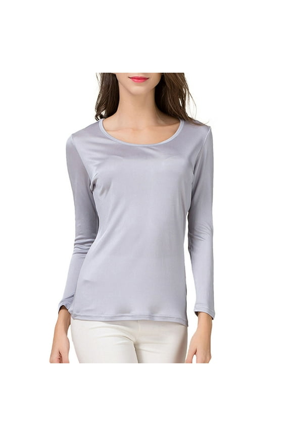 Women Silk Double Knitted Pullover Large Size Bottoming Shirt Long Sleeve Woman Shirts T Shirt Women Blank Womens Short Sleeve T Shirt Lose Women Shirts Womens T Shirt Short Sleeve Women T