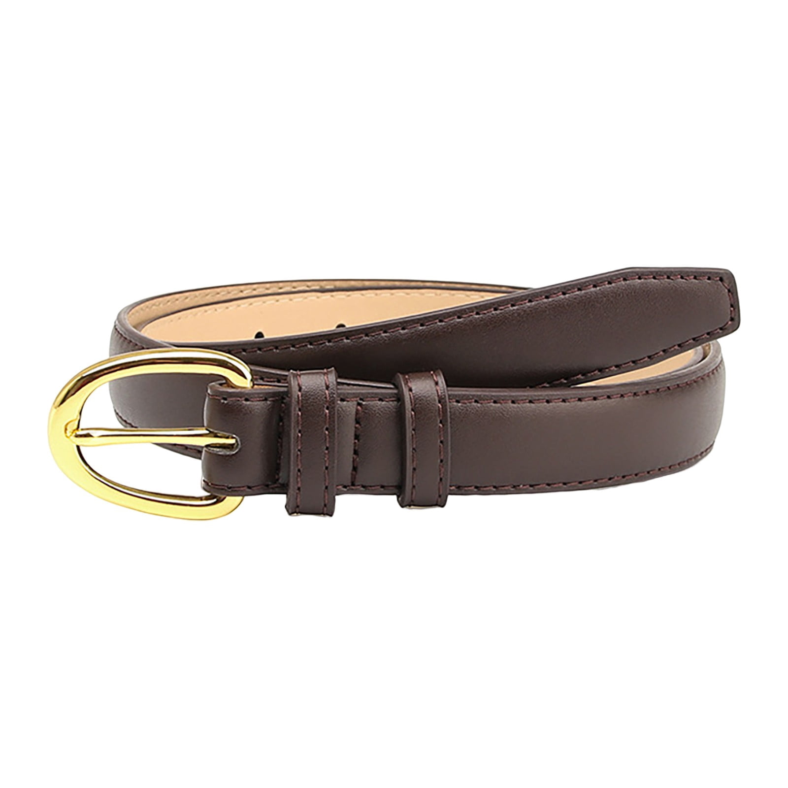 Hauaitttt Women Skinny Leather Belt Solid Color Alloy Turn 