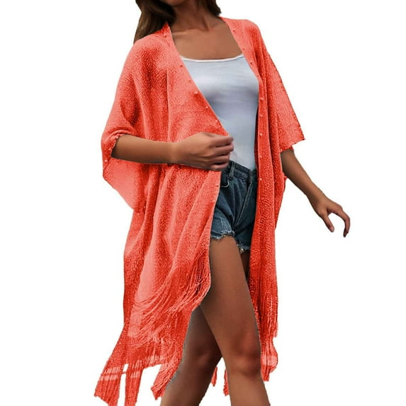 Hauaitttt Women Solid Bbeach Shawl CCardigan Bikini Blouse Mid Length Sun Protective Blouse Tan Blanket Scarf for Women Scarf Shawl for Women Lightweight Dress Flapper Shawl Women's Scarves & Wraps