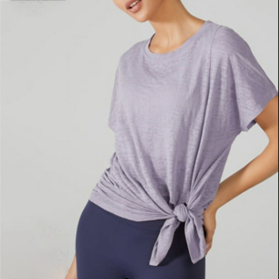 Hauaitttt Women Solid Color Asymmetric Hem Long Sleeve Yoga Cover up | Lightweight Loose Fitting Sports Top for Running & Fitness Long Sleeve Heat Womens Athletic Tee Workout Clothes Long Tee Shirt
