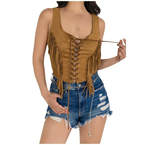 Hauaitttt Women Solid Color Base Layer Fringe Sleeveless Fashion Festival Vest Top and Versatile Camisole for Year Round Wear Tennis Top Women Back Shirt Women 2xl Tops for Women plus Size plus