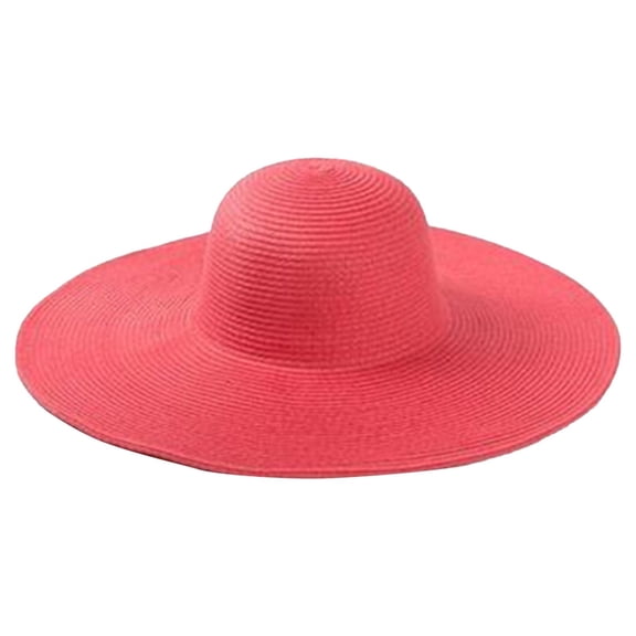 Hauaitttt Women Solid Color Large Brimmed Straw Hat Sun Floppy Disk Wide Brimmed Hat Beach Hat Sun Hat Wide Rim Hat Sailing Trucker Hat Large Visor Hats for Women Floppy Bags Beach for Women Mens