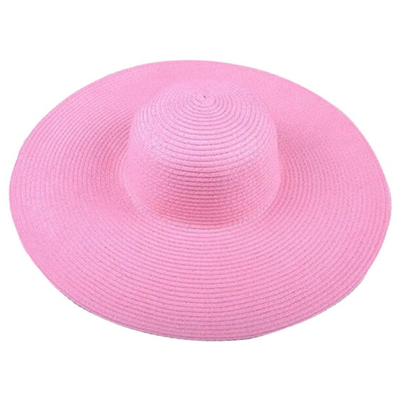 Hauaitttt Women Solid Color Large Brimmed Straw Hat Sun Floppy Disk Wide Brimmed Hat Beach Hat Sun Hat Wide Rim Hat Sailing Trucker Hat Large Visor Hats for Women Floppy Bags Beach for Women Mens