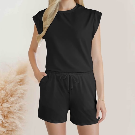 Hauaitttt Women Solid Color Shorts Sleeveless Top Suit Womens Swim Bottom Surf Bikini Bottoms Swimming Suit for Women Long Women Shorts Suit Compression Shorts Suit for Women Shorts Two Piece