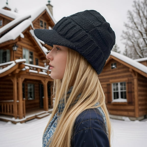Hauaitttt Women Solid Winter Outdoor Hat Peaked Cap Cover Knitted Hat Bills Trapper Hat Trainman Hat Mad Hat Women Plaid Hat Boys Trapper Hat Big Men MenWinter Thick Warm Casual Earmuffs Cap Warm