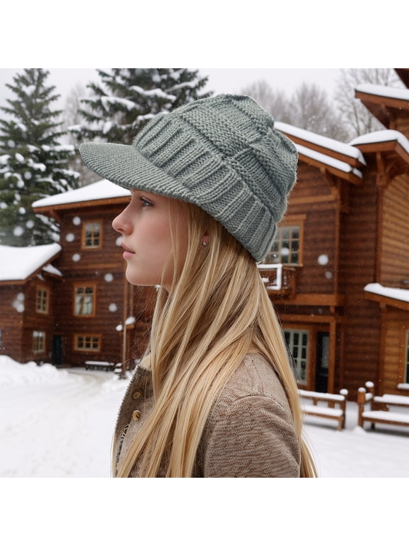 Women Solid Winter Outdoor Hat Peaked Cap Cover Knitted Hat Bills Trapper Hat Trainman Hat Mad Hat Women Plaid Hat Boys Trapper Hat Big Men MenWinter Thick Warm Casual Earmuffs Cap Warm