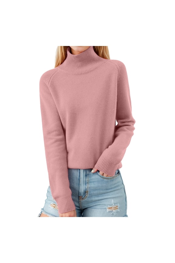 Women Stand Collar Neck Slim Sweaters Soft Warm Elastic Pullover Tops Women Pullover Nylon Sweatshirt Womens Lightweight Sweatshirt Half Zip Fuzzy Pullover plus Size Women Sweatshirts