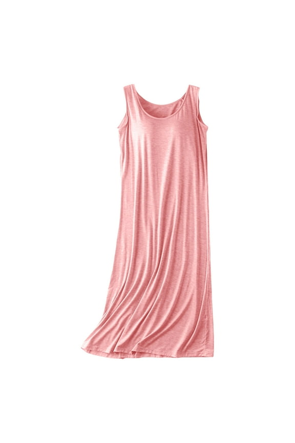 Women Summer Lightweight Sleeveless Tank Dress Casual Loose Chest Pad Mid Length Summer Suspender Pajamas Bottoming Dress Hooded Jumpsuit Hooded Robe for Women Hooded Bathrobes for Women