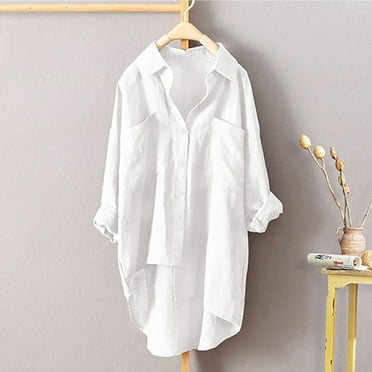 Hauaitttt Women TopsCottonTurn Down CollarDailyLoose Top Layering Tees for Women Long Sleeve Athletic Long Sleeve Shirt Women Fitted Womens Tops and Tees Womens Long Sleeve Shirt Loose Fit Elbow Tops