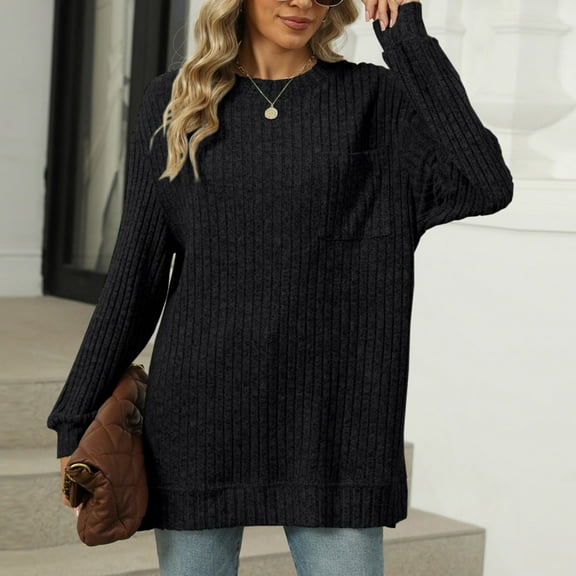 Hauaitttt Women Tunic Sweaters Lightweight Fall Casual Long Sleeve Crewneck Pullover Tops Workout Clothes under Scrub Women Long Sleeve Shirts Tan Raglan Shirt Women Layering Tees for Women Long