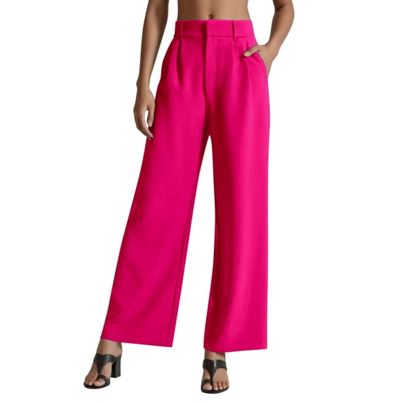 Hauaitttt Women Wide Leg Pants for Women Work Business Casual High Waisted Dress Pants Flowy Trousers Tan Dress Pants for Women Business Casual Casual Loose Pants for Women Elastic Waist Thick