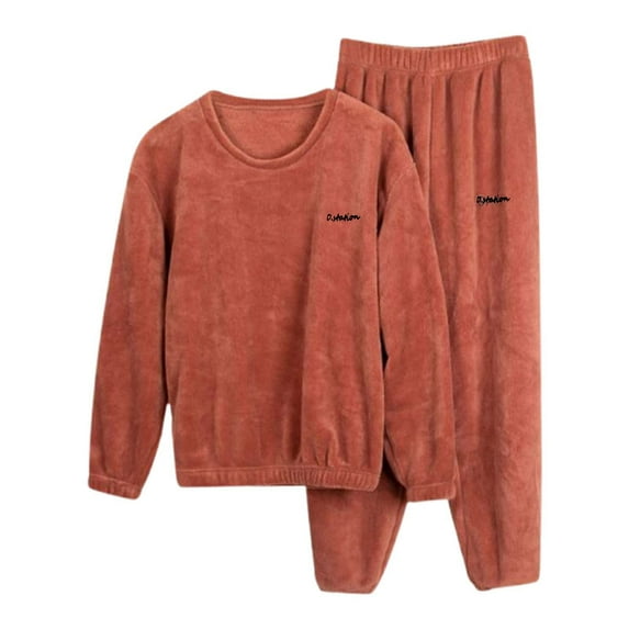 Hauaitttt Women Winter Coral Pajama Set Long Sleeve Shirt and Warm Pantsuit Fashionable Loungewear Lite Weight Pajamas Womens before Christmas Pajamas Womens Pajama Shorts Pack Button Pajamas for