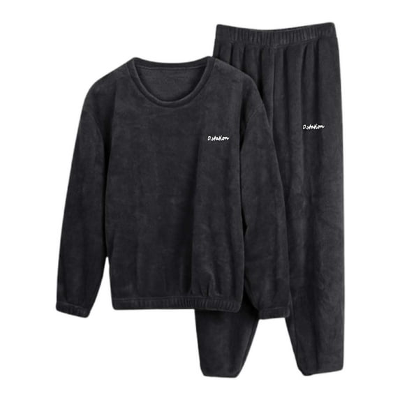 Hauaitttt Women Winter Coral Pajama Set Long Sleeve Shirt and Warm Pantsuit Fashionable Loungewear Womens Pajamas Set plus Size Women Warm Pajamas Set Top Set Knit Pajama Set for Women Sleep Pajamas