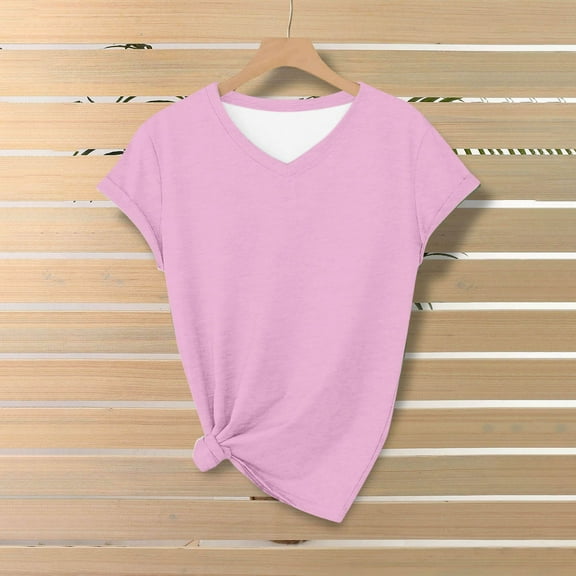 Hauaitttt Women's Basic V Neck Short Sleeve T Shirt Casual Comfortable Everyday Top for Spring Summer Pure Tee Tops Long Sleeve for Women Solid T Shirt Women Active Shirts Women Short Sleeve T Shirt