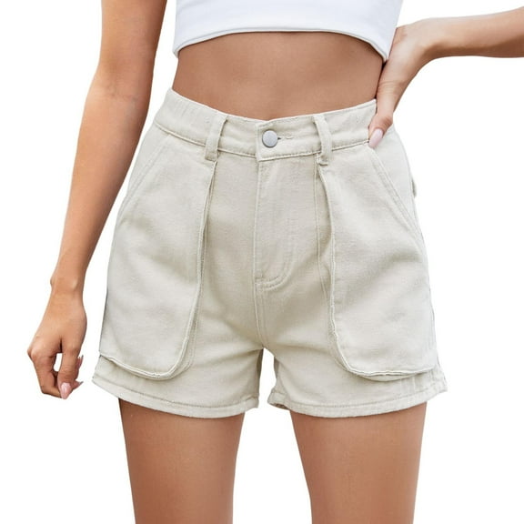 Hauaitttt Women's Casual Denim Shorts High Waisted Stretch Washed Comfortable Summer Beach Everyday Basic Short Pants with Elastic Waistband for Ladies Women Pants Womens Casual Pants 2x Pant for