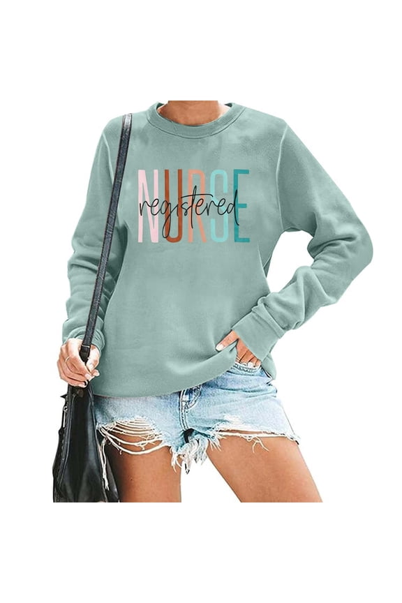 Women's Casual Fashion Long Sleeve Round Neck Letter Print Sweatshirt Versatile Stylish Top Alien Hoodies Women Hoodie Active Hoodies Sweatpants Women Thin Jacket Women Cow Print Pullover