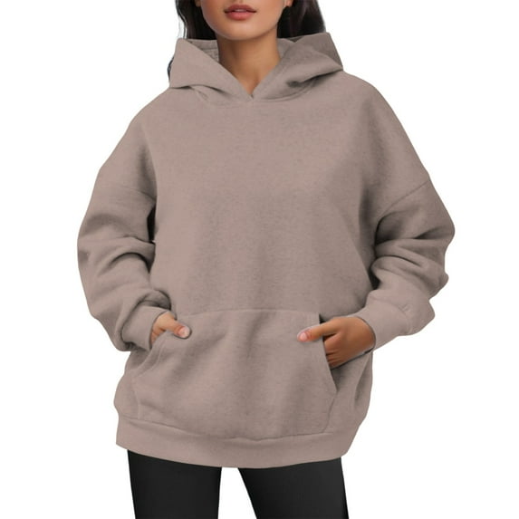 Hauaitttt Women's Casual Hoodie Basic Pullover Sweatshirt Soft Comfortable Long Sleeve Hooded Top for Everyday Wear All Season Long Sleeve Hooded Sweatshirt Women Velour plus Size Jacket Tunic Length
