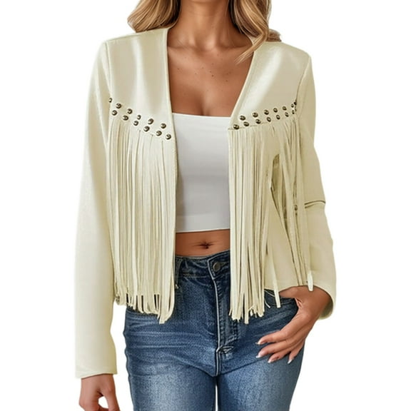 Hauaitttt Women's Casual Jackets Lightweight Fringe Design for Everyday Wear Versatile Layering Piece Ideal for All Seasons Comfortable Fit Easy Care Requirement Olive Vest Women's Long Denim Jacket