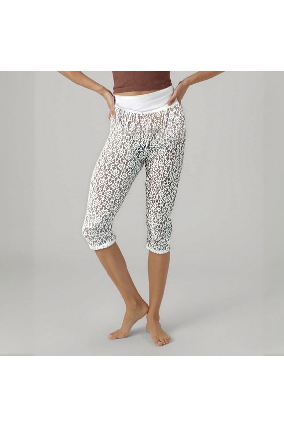 Women's Casual Lace Hollow Out High Waist Slim Fit Capri Pants for Daily Wear and Vacation Comfortable Stretchy Elastic Trousers Women Casual Pants 3d Animal Pattern Pants Harem Pants Cute