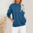 thumbnail image 1 of Hauaitttt Women's Casual Long Sleeved Solid Color Blouse Crewneck Sweatshirt Loose Pullover Pocket Hoodie Cardigan Women Dressy Long Jackets Women Hoodie Jacket Women Set Casual Shirt Heated, 1 of 4