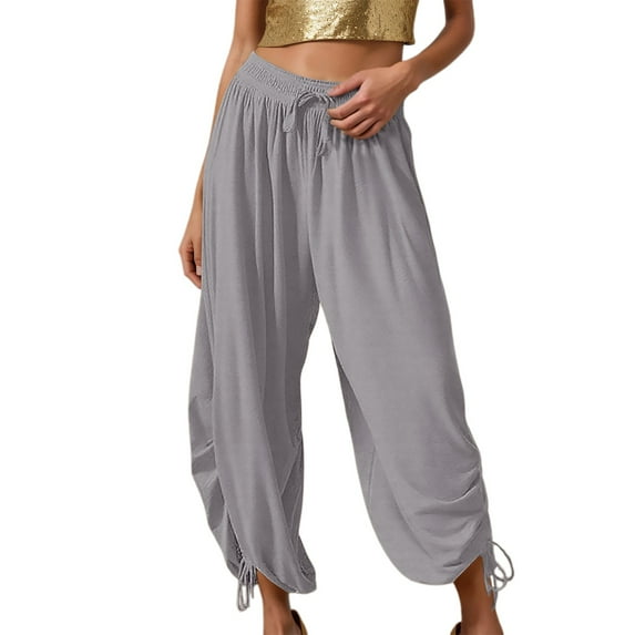 Hauaitttt Women's Casual Pants Comfortable Loose Fit Harem Style Bottoms with Tie Waist and Leg Detail for Stylish Everyday Looks Women Casual Dress Pants for Work Womens Pants Casual Small Womens
