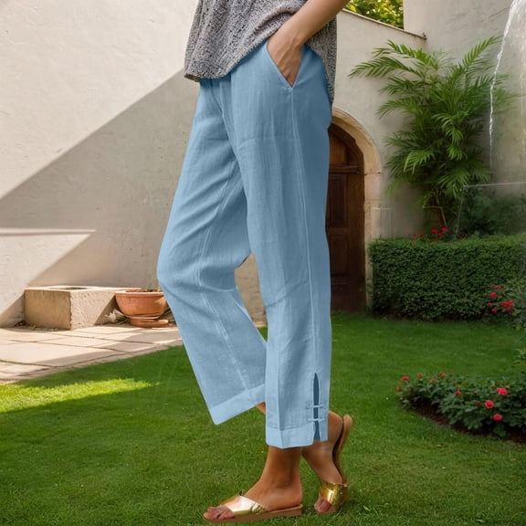 Hauaitttt Women's Casual Pants Straight Leg Comfortable Trousers for Spring Summer Fall Daily Wear Vacation Hiking Outfit with Loose Top and Sneakers Petite Sweatpants for Women Soft Sweatpants for