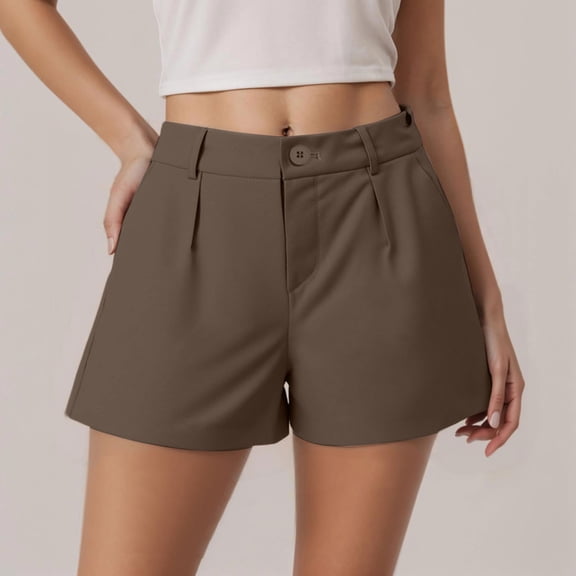 Hauaitttt Women's Casual Pants Summer Shorts Vacation Comfortable Stretch Button Lightweight Breathable Soft Fabric Easy Care Versatile Everyday Wear Womens Cropped Pants Casual Pant for Women Casual