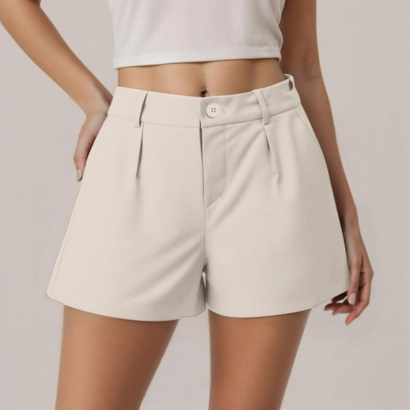 Hauaitttt Women's Casual Pants Summer Shorts Vacation Comfortable Stretch Button Lightweight Breathable Soft Fabric Easy Care Versatile Everyday Wear Womens Cropped Pants Casual Pant for Women Casual