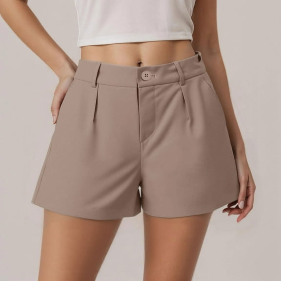 Hauaitttt Women's Casual Pants Summer Shorts Vacation Comfortable Stretch Button Lightweight Breathable Soft Fabric Easy Care Versatile Everyday Wear Womens Cropped Pants Casual Pant for Women Casual