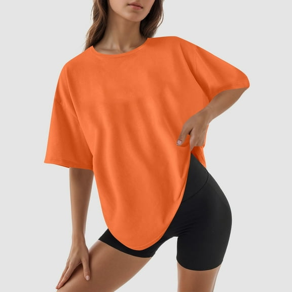 Hauaitttt Women’s Casual Round Neck Printed T Shirt Soft Blend Summer Short Sleeve Top Regular Fit Tees for Women Stretch Athletic Long Sleeve Shirt Women Miss Long Sleeve Shirts for Women Casual T