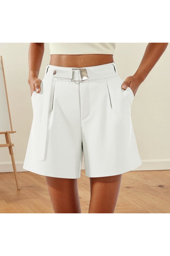 Women's Casual Summer Shorts A Line High Waist Belted Comfortable Stretch Daily Wear Soft Lightweight Breathable Loose Fit Peg Pants with Tie Casual Dress Pants for Women Women Casual Pants