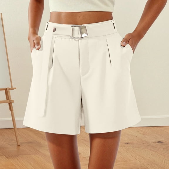 Hauaitttt Women's Casual Summer Shorts A Line High Waist Belted Comfortable Stretch Daily Wear Soft Lightweight Breathable Loose Fit Peg Pants with Tie Casual Dress Pants for Women Women Casual Pants