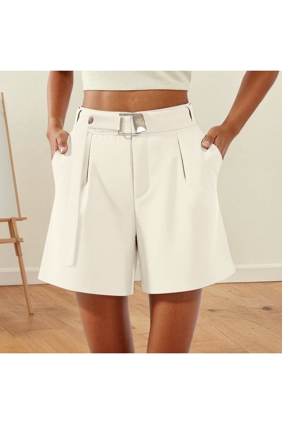 Women's Casual Summer Shorts A Line High Waist Belted Comfortable Stretch Daily Wear Soft Lightweight Breathable Loose Fit Peg Pants with Tie Casual Dress Pants for Women Women Casual Pants