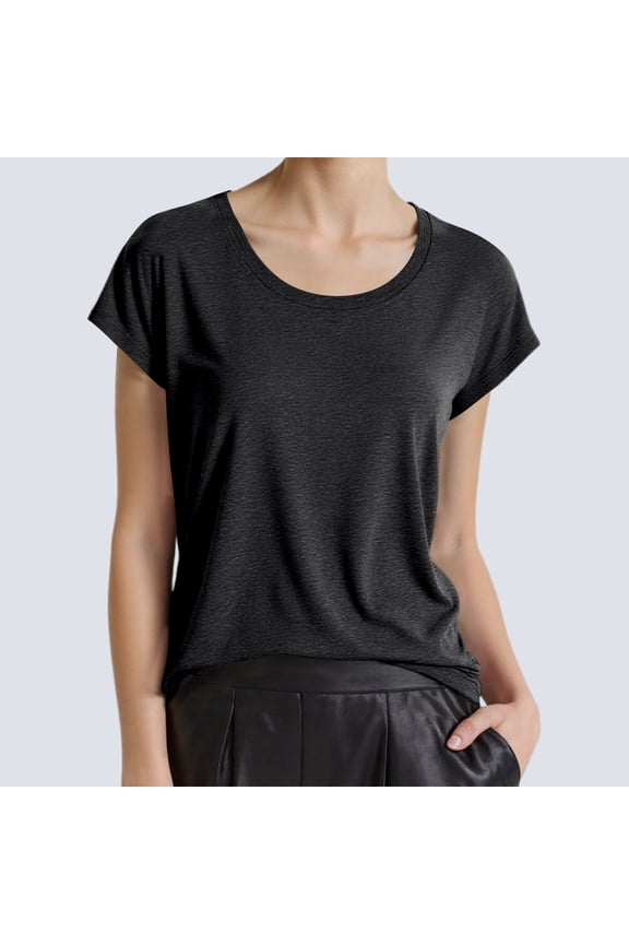 Women's Casual T Shirts for Everyday Wear Short Sleeve Round Neck Style Pure Color Basic Tee for Spring and Summer Comfortable and Versatile Top for All Occasions Tech Pack Womens Tech