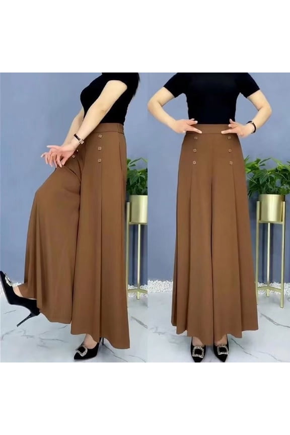 Women's Casual Wide Leg Pants Comfortable Button Detail Trousers for Daily Wear Outfit Spring Summer Fall Machine Washable Womens Pants for Work Business Casual Casual Pants for Women for