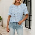 thumbnail image 1 of Hauaitttt Women's Eyelet Tops Puff Short Sleeve Blouses Dressy Casual Cute Hollow Out Crochet Lace Embroidered Summer Shirts Our Womens Long Sleeve Long Sleeve Tops for Women Athletic Long Sleeve, 1 of 4