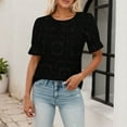 thumbnail image 1 of Hauaitttt Women's Eyelet Tops Puff Short Sleeve Blouses Dressy Casual Cute Hollow Out Crochet Lace Embroidered Summer Shirts Our Womens Long Sleeve Long Sleeve Tops for Women Athletic Long Sleeve, 1 of 4