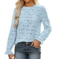 thumbnail image 1 of Hauaitttt Women's Eyelet Tops Puff Short Sleeve Blouses Dressy Casual Cute Hollow Out Crochet Lace Embroidered Summer Shirts Womens Tops and Tees Womens Active Tops Loose Fit Women Short Sleeve Tee, 1 of 4