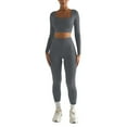 thumbnail image 1 of Hauaitttt Women's Fashion Casual Solid Color Long Sleeve Square Collar Two Piece Slim Yoga Sports Pants Suit Workout Jumpsuits for Women Womens Yoga Leggings Set Yoga Work Pants plus Size Yoga Mat, 1 of 4