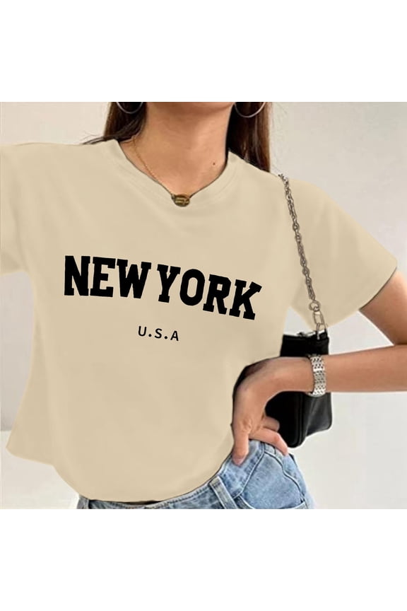 Women's Fashion Crop Top Short Sleeve Printed Casual Summer Tees for Women Trendy Tech Sleeve Short Shirt Women's Loose Fit Tees Beaded Turtleneck Workout Clothes Raglan T Shirt Women Neck