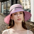 thumbnail image 1 of Hauaitttt Women's Hat Bridal Wedding Tea Party Wide Brimmed Summer Sun Hat Ladies Outdoor Elegant Temperament Sun Hat Plaid Leather Womens Hat Fashion Hats Women Wool Blend French Sequin Women Girls, 1 of 3