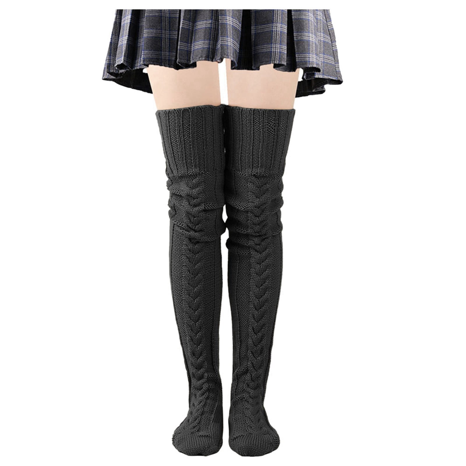Hauaitttt Women's Knit High Boots Socks Extra Long Winter Over The Knee ...