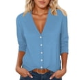 thumbnail image 1 of Hauaitttt Women's Lightweight Cardigan V Neck 3/4 Sleeve Button Front Sweater Casual Fall Spring Thin Knit Top for Ladies Maternity Fashion for Fall Cardigan Tunic Womens Knit Cardigans Long Sleeve, 1 of 6