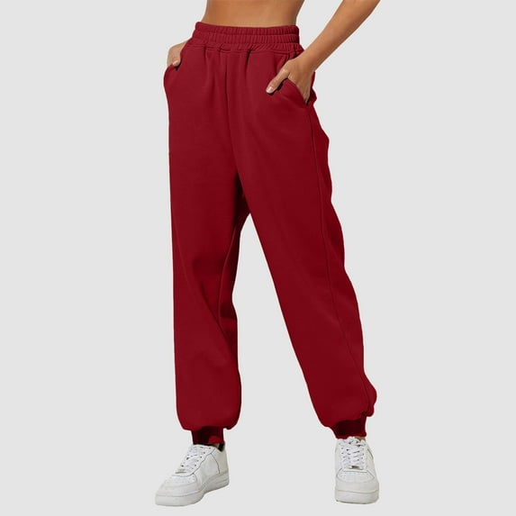 Hauaitttt Women’s Lined Sweatpants Wide Straight Leg Pants Bottom Sweatpants Joggers Pants Workout High Waisted Yoga Pants with Pockets Business Casual Womens Pants Women Pants Womens Casual Leggings